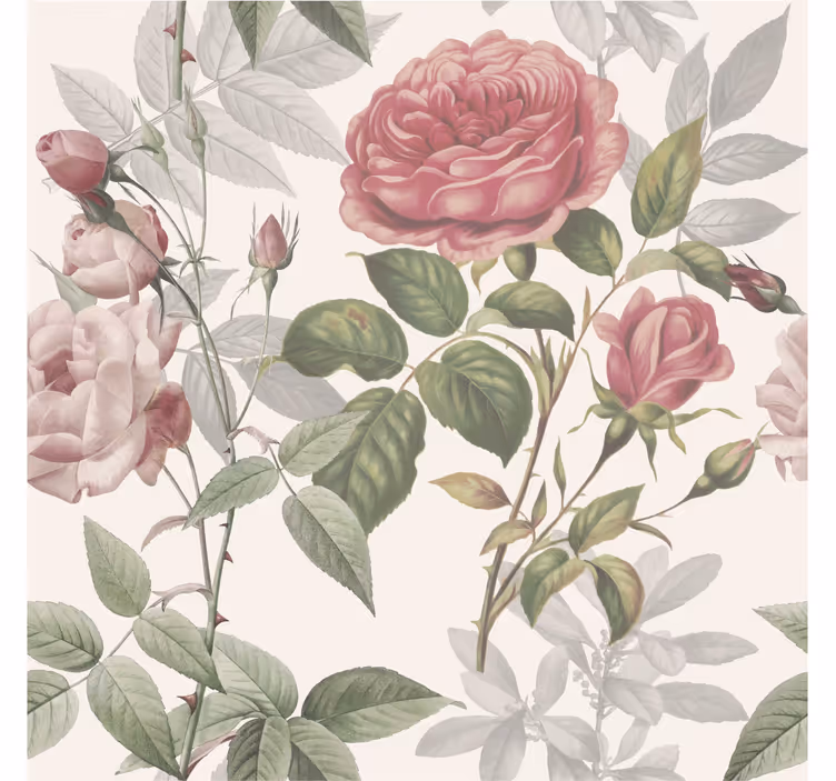 Papier peint floral motif rose - TenStickers