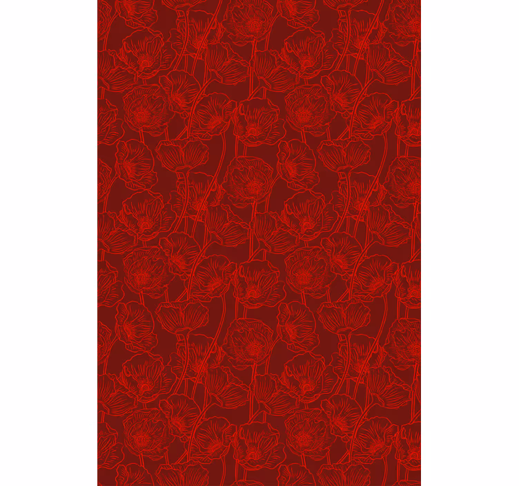 Papier peint floral coquelicots artistiques avec tiges - TenStickers