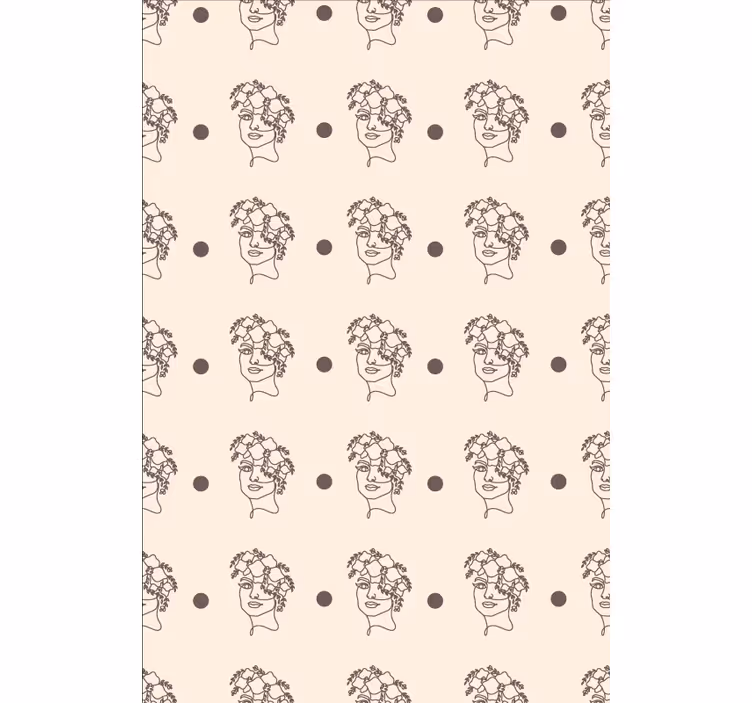 Papier peint floral silhouette minimaliste femme mignonne - TenStickers