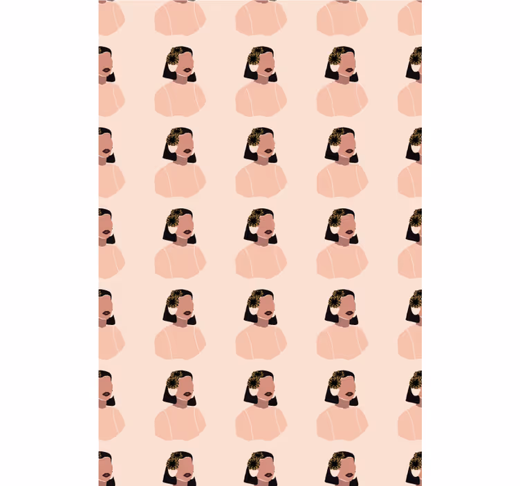 Papier peint floral visage de femme tournesol - TenStickers