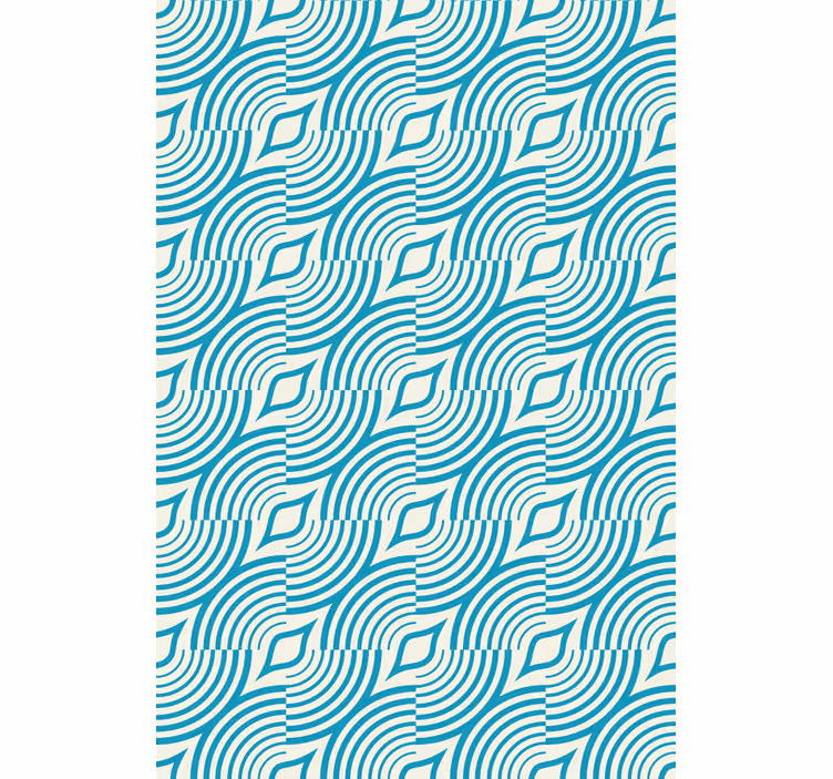 Papier peint fleuri motif marin lignes bleues - TenStickers