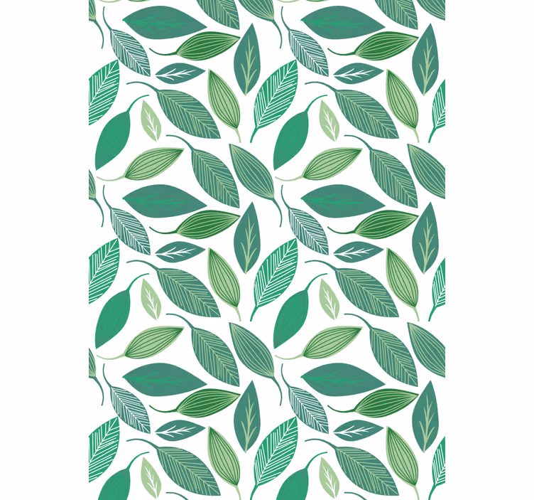 Papier peint fleuri motif nature feuilles vertes - TenStickers