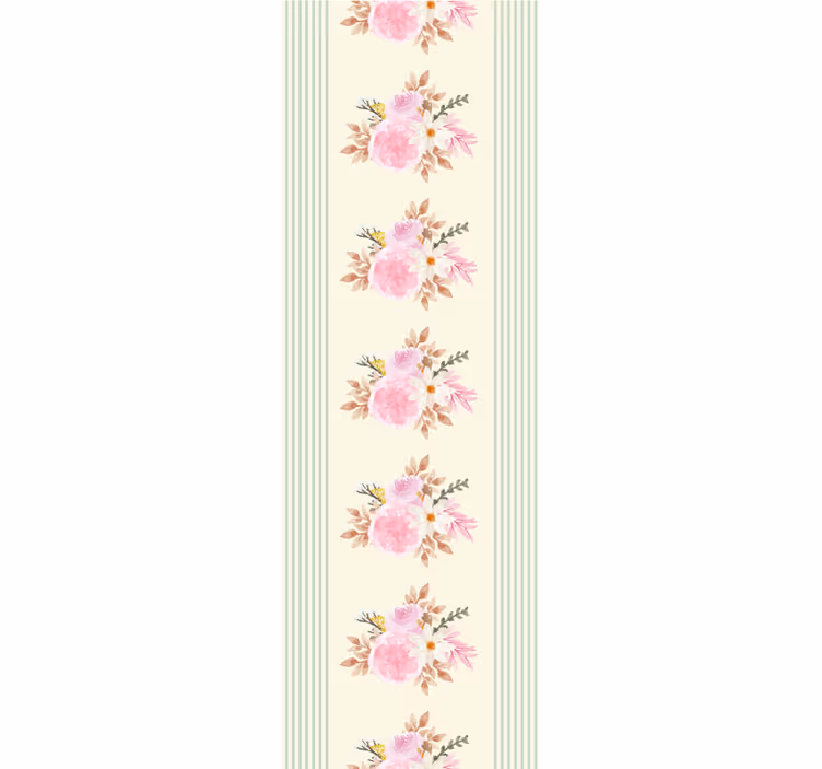 Papier peint chambre motif floral rayé provincial - TenStickers