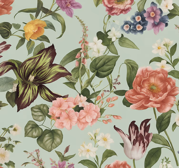 Papier peint chambre fleurs colorées de printemps - TenStickers