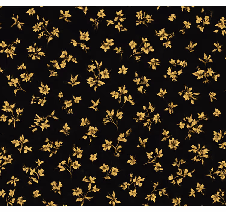 Papier peint chambre fond noir avec fleurs dorées - TenStickers