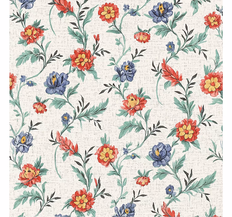 Papier peint chambre design fleurs rétro - TenStickers