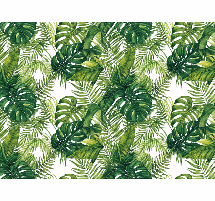 Papier peint cuisine feuilles vertes de la jungle - TenStickers