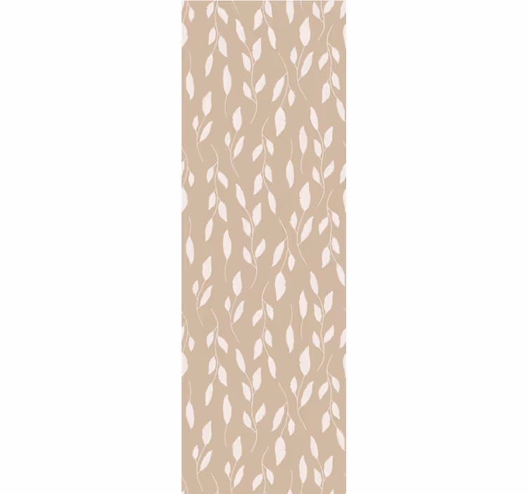 Papier peint chambre feuilles blanches sur fond brun - TenStickers