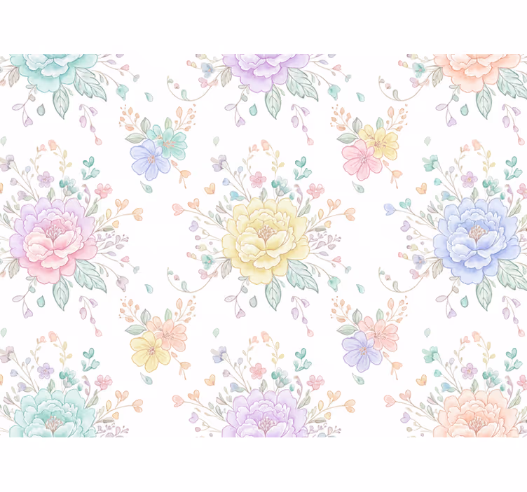 Papier peint lilas floral pastel pour chambre d'enfant - TenStickers