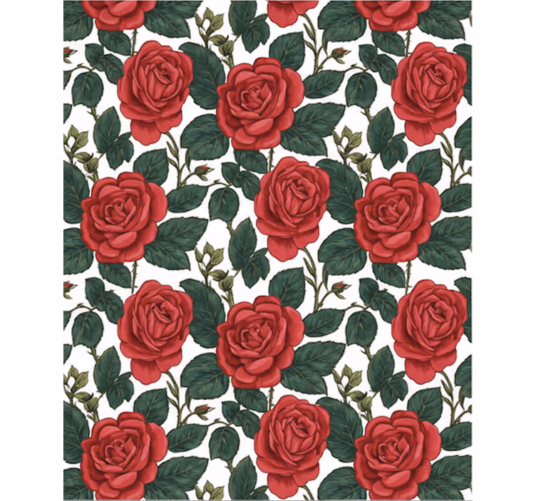 Papier peint floral optique de roses rouges - TenStickers