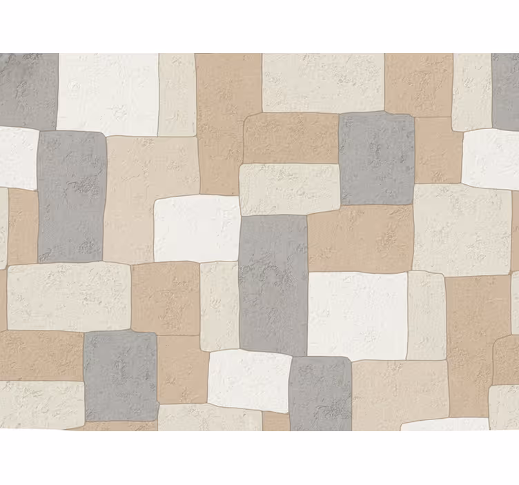 Papier peint carrés blocs texturés neutres - TenStickers