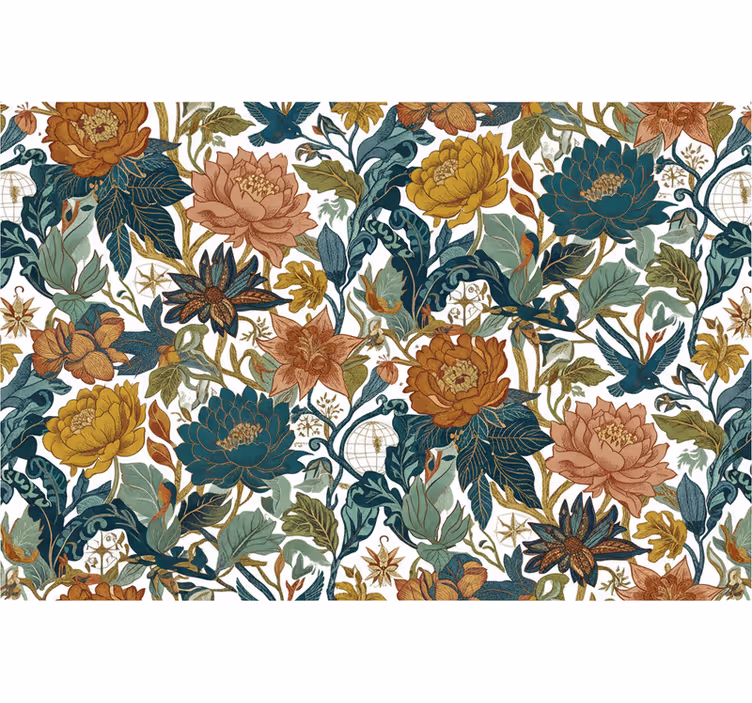 Papier peint floral style voyage mural - TenStickers