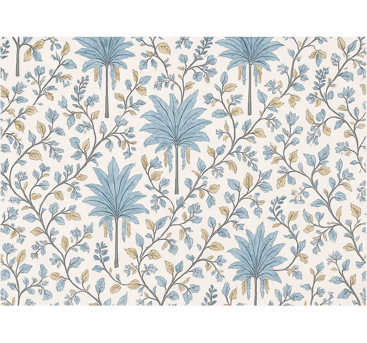 Papier peint arbres palmiers botaniques bleu-gris - TenStickers