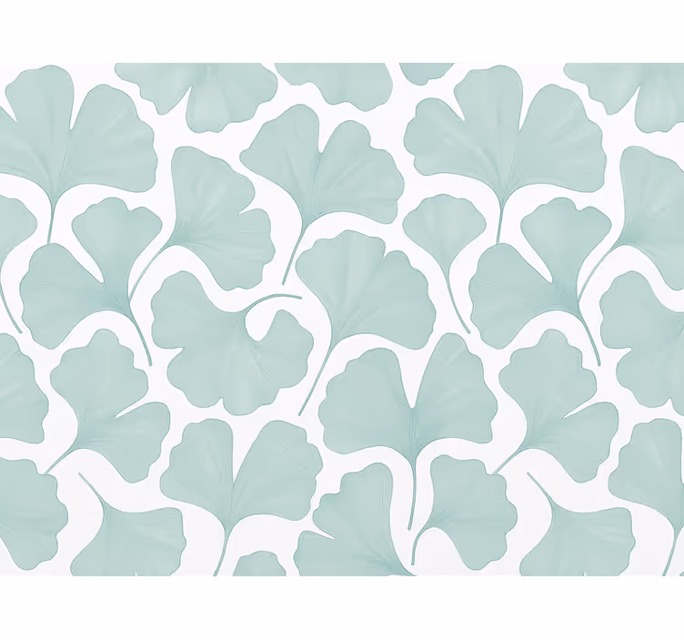 Papier peint feuillage feuilles de ginkgo teal doux - TenStickers