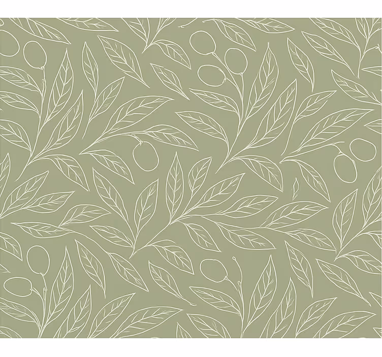 Papier peint feuillage branches d'olivier vert olive - TenStickers