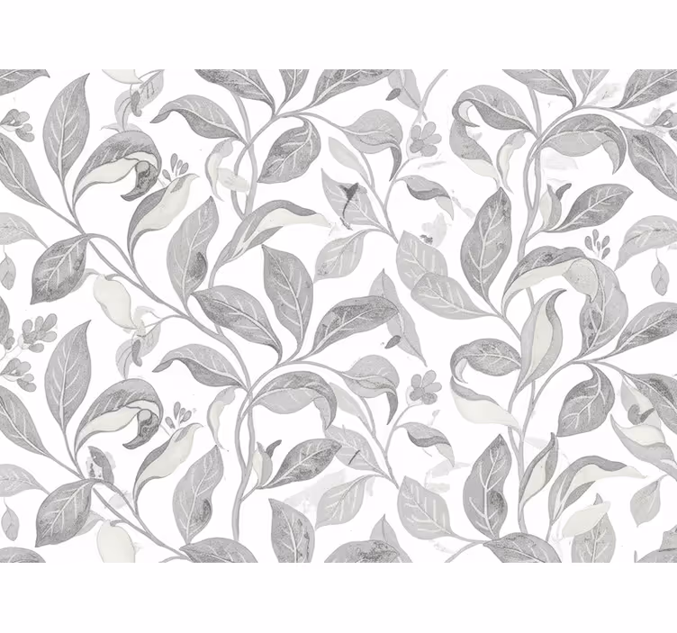 Papier peint feuillage feuilles grises rustiques - TenStickers