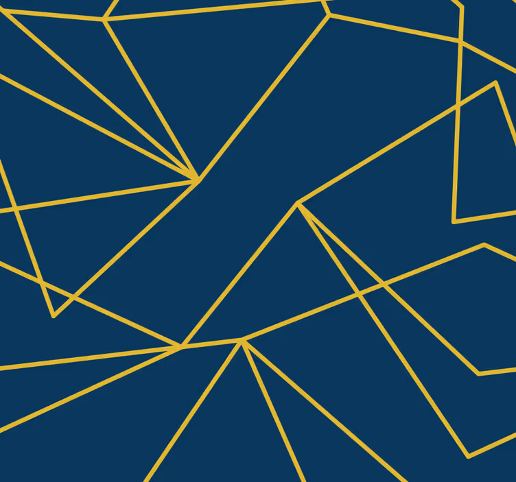 Papier peint bleu lignes géométriques dorées - TenStickers