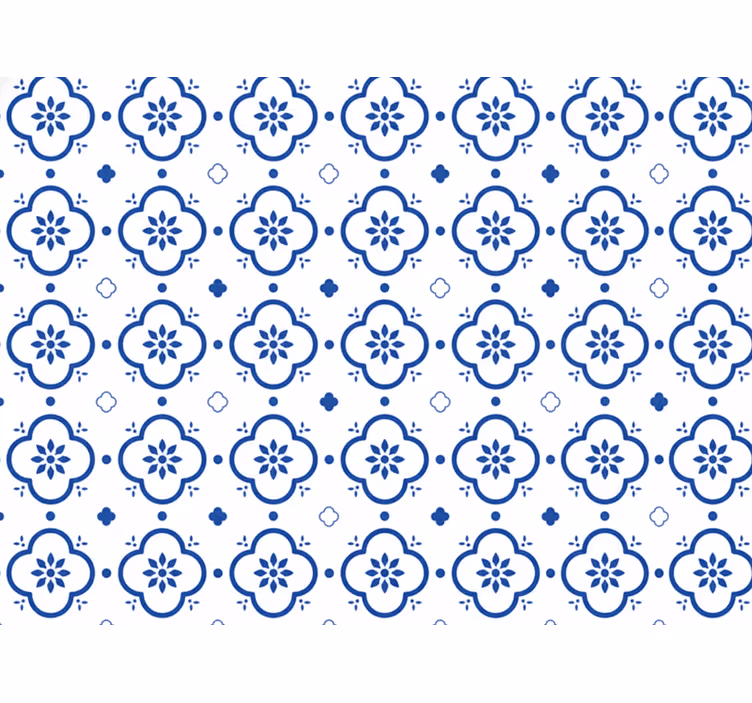 Papier peint blanc carreaux bleus - TenStickers