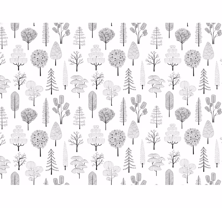 Papier peint blanc motif arbre - TenStickers