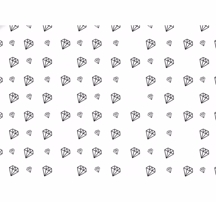 Papier peint blanc motif diamants noirs - TenStickers