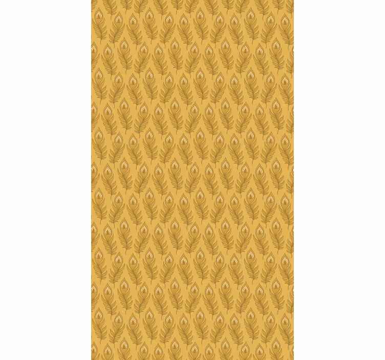 Papier peint beige dinde florale bleue avec fleurs dorées - TenStickers