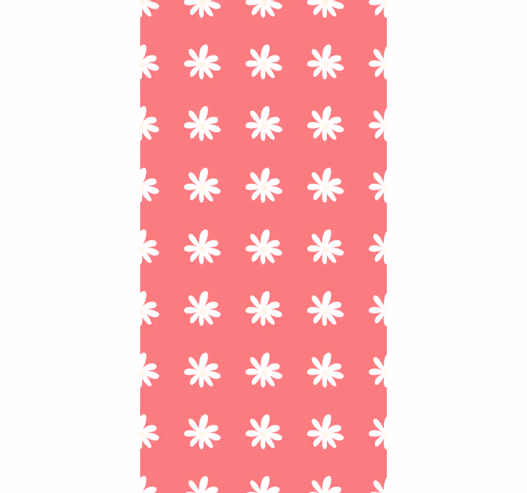 Papier peint rouge motifs de marguerites sur rose - TenStickers
