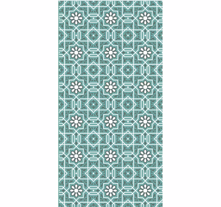 Papier peint vert carreaux floraux verts - TenStickers
