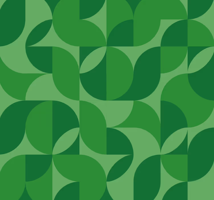 Papier peint vert géométrique rétro - TenStickers