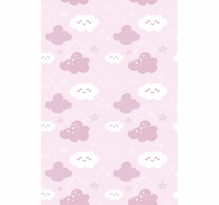 Papier peint rose fond rose avec des blancs joyeux - TenStickers