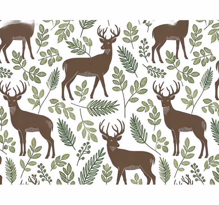 Papier peint feuillage feuilles vertes de cerf - TenStickers