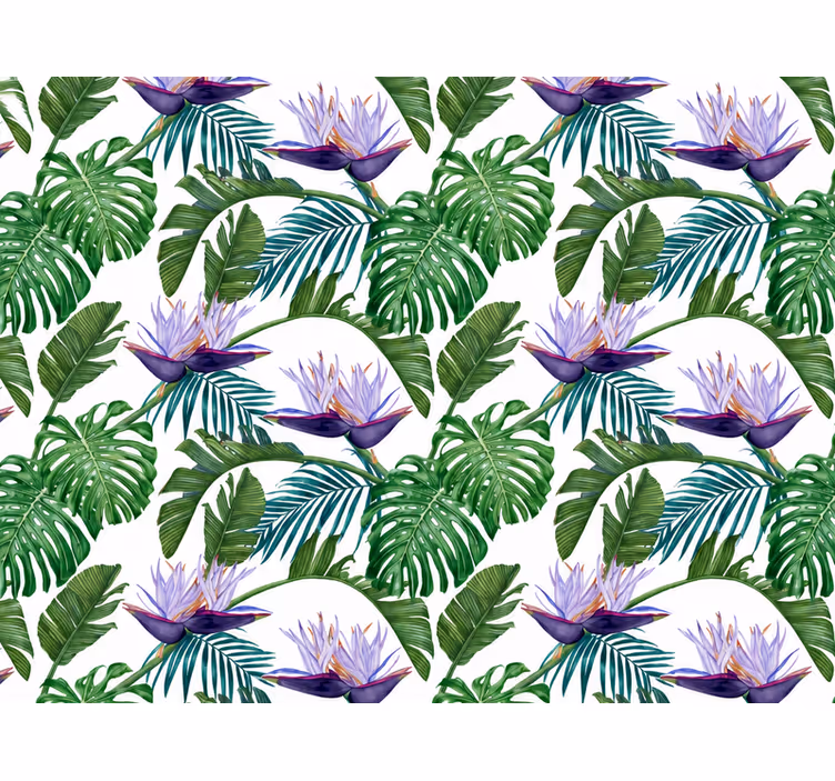 Papier peint feuillage fleur de lys violet - TenStickers