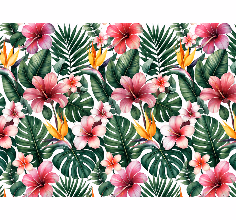 Papier peint feuillage jungle colorée - TenStickers