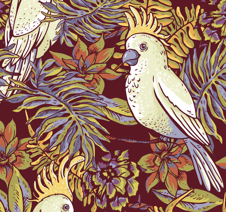 Papier peint perroquets sur des branches - TenStickers