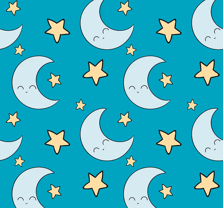 étoiles et lune papier peint pour enfants - TenStickers