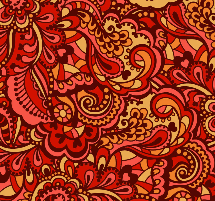 Salon papier peint rouge formes ornementales - TenStickers