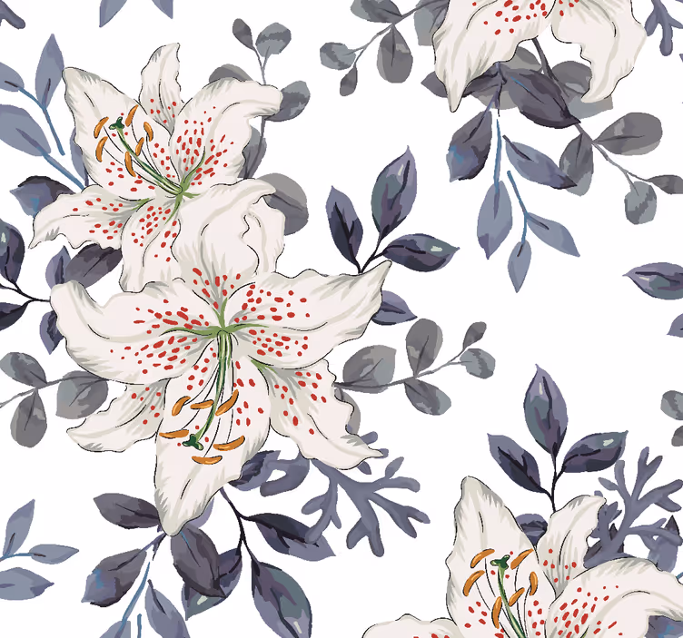 Papier peint fleur de lys à pois rouges - TenStickers
