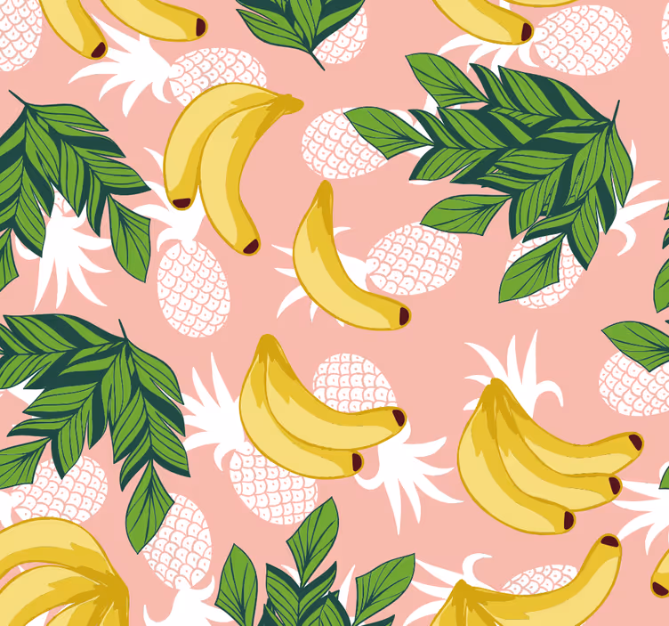 Papier peint cuisine ananas et bananes - TenStickers