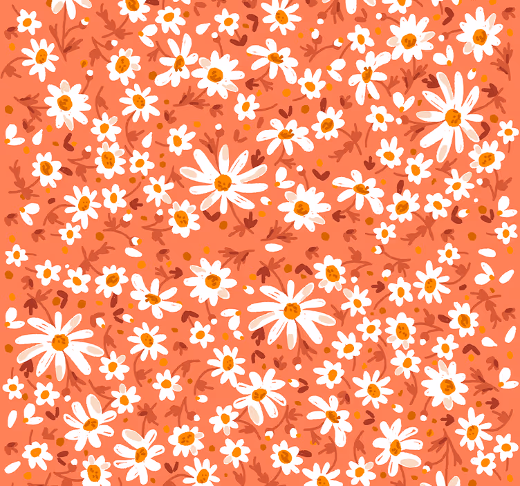 Papier peint à fleurs deco marguerite années 70 - TenStickers