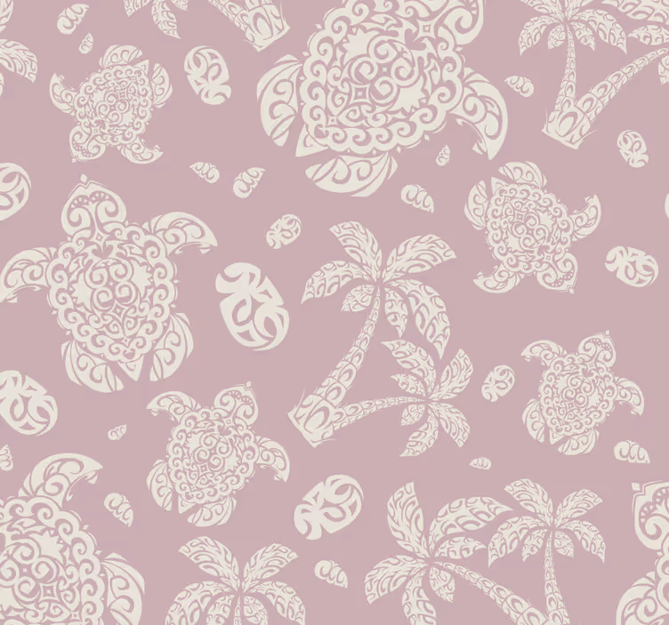 Tapisserie chambre Tortue hawaïenne et palmier - TenStickers