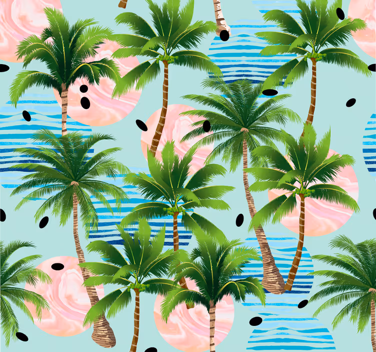 Papier peint nature Palmiers et vagues - TenStickers