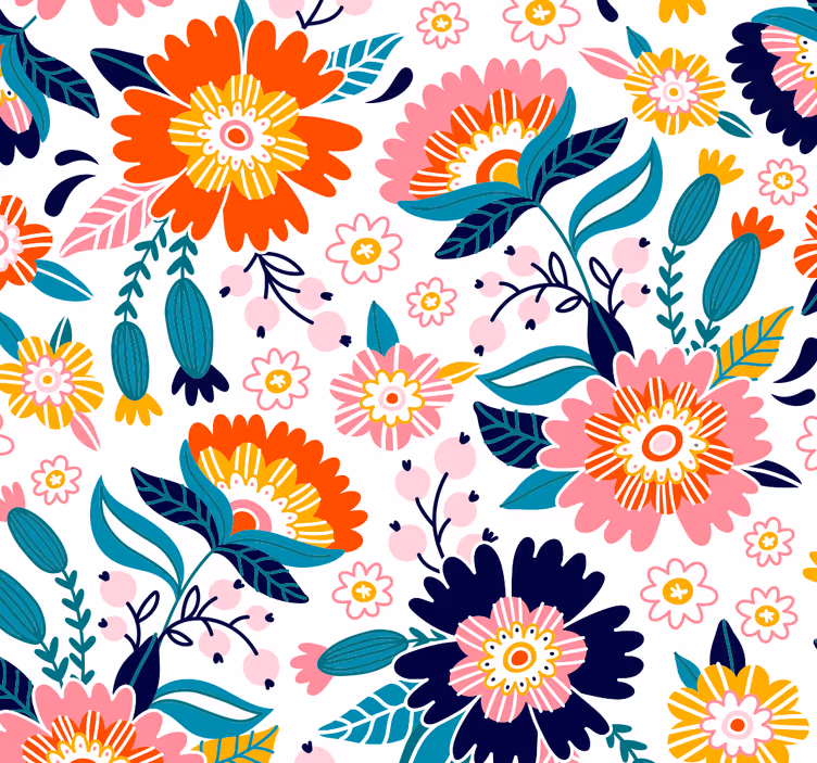 Papier peint fleuri Fleurs romantiques - TenStickers