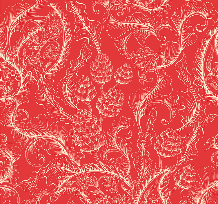 Papier peint illustration paisley rouge - TenStickers