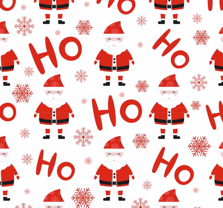 Papier peint noël motif rouge joyeux père noël - TenStickers