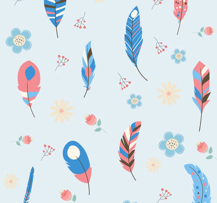 Papier peint animaux plumes colorées - TenStickers
