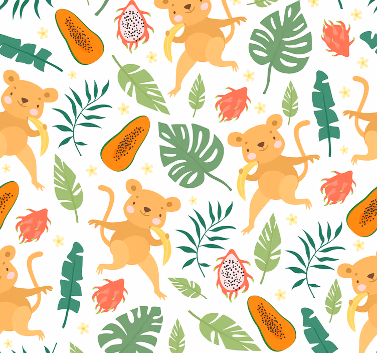 Papier peint animaux Singe tropical dans les branches - TenStickers