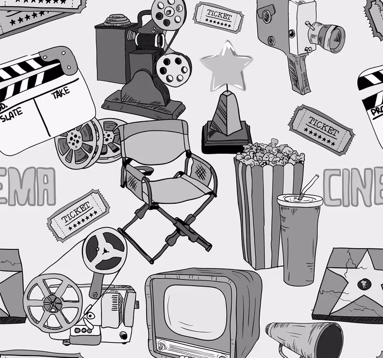 Papier peint vintage Vintage hollywood bkack et images blanches - TenStickers