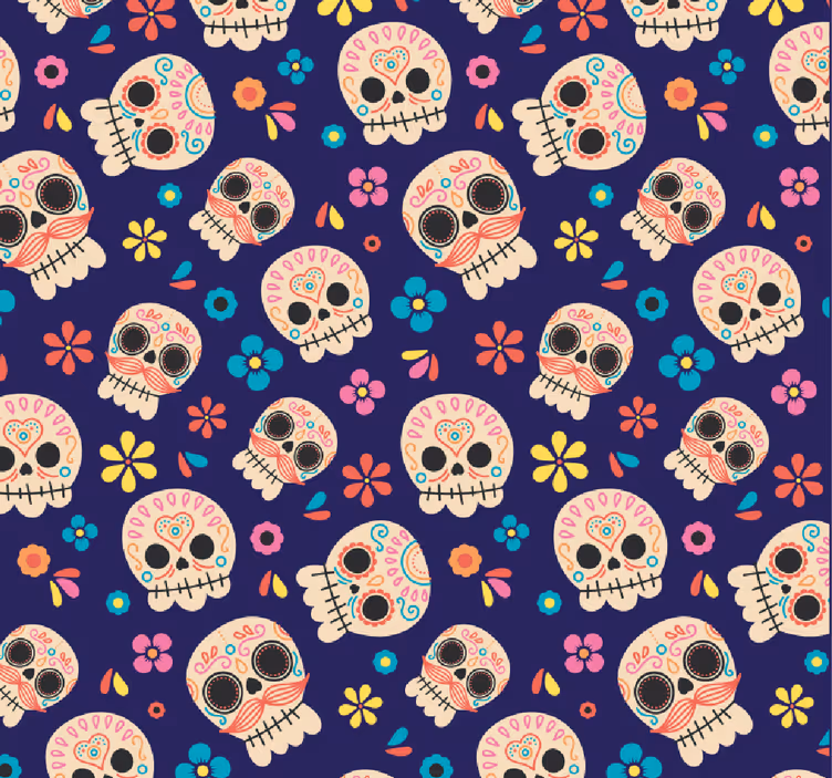 Papier peint halloween motif de crâne coloré - TenStickers