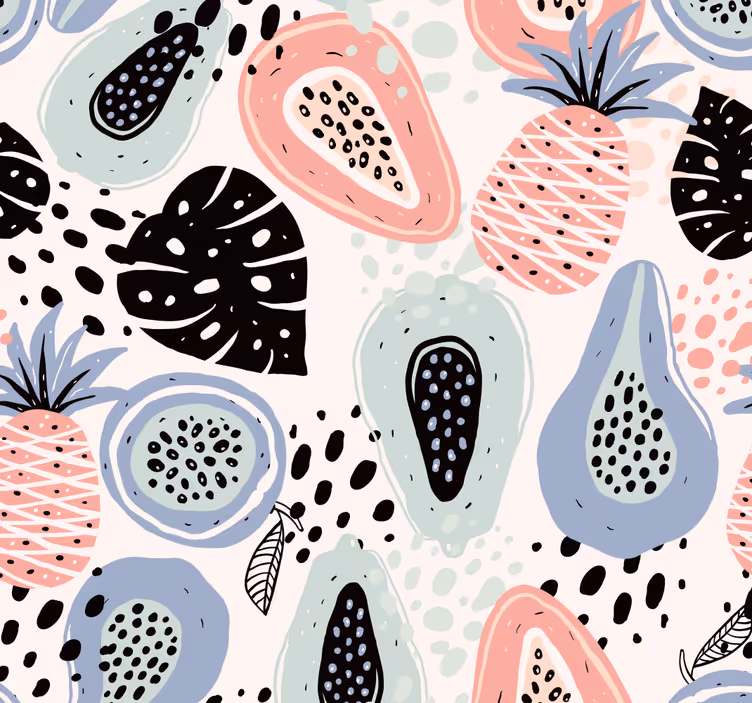 Papier peint cuisine motif fruits tropicaux - TenStickers