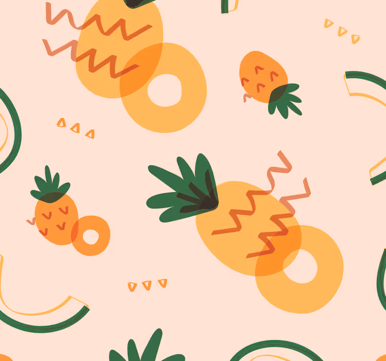 Papier peint vintage ananas jaune et vert - TenStickers