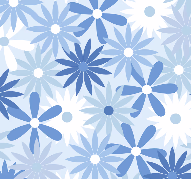 Papier peint fleur Fleurs de tons bleus vintage - TenStickers